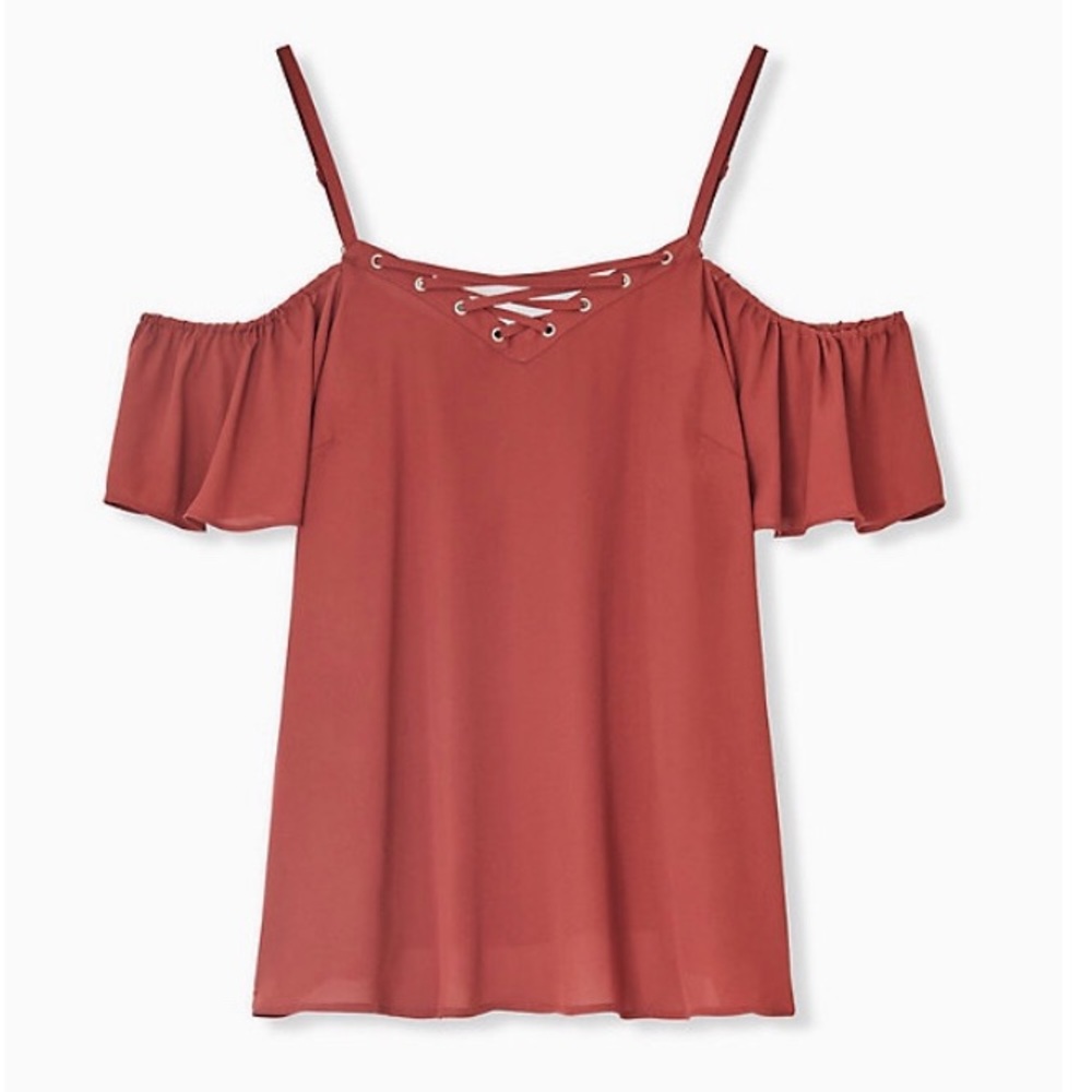 Torrid Brick Red Cold Shoulder Top